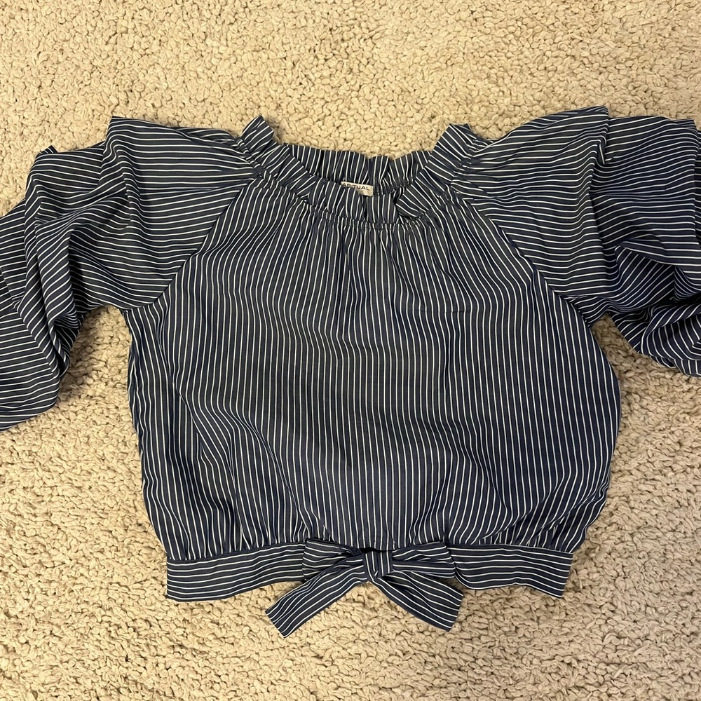 Habitual Blue and White Stripe ruffle blouse